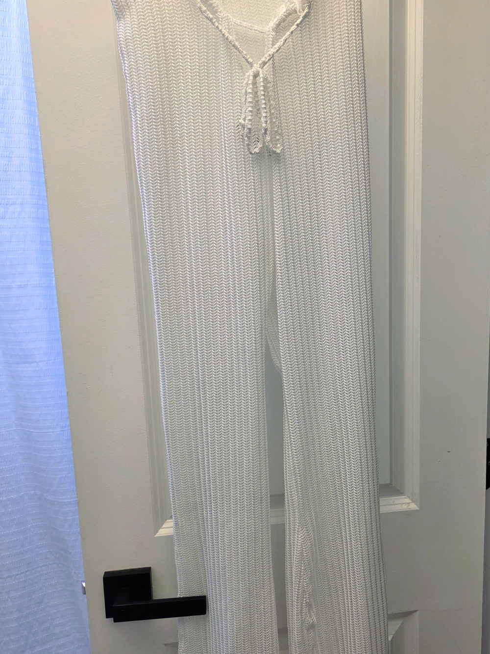 PrettyLittleThing White Knit Wide-Leg Jumpsuit with Tie Detail